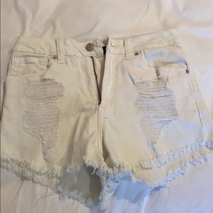 White jean shorts